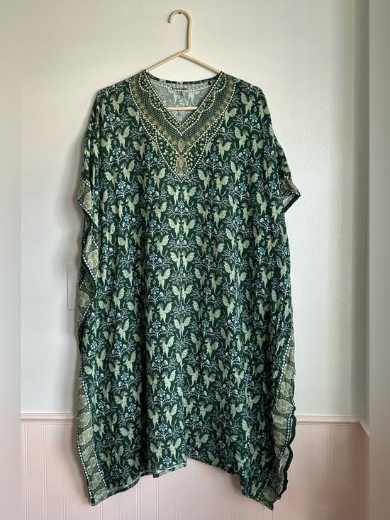Svaha Other - Svaha Green Dragon Print Kaftan Swimsuit Cover-Up House Dress One Size